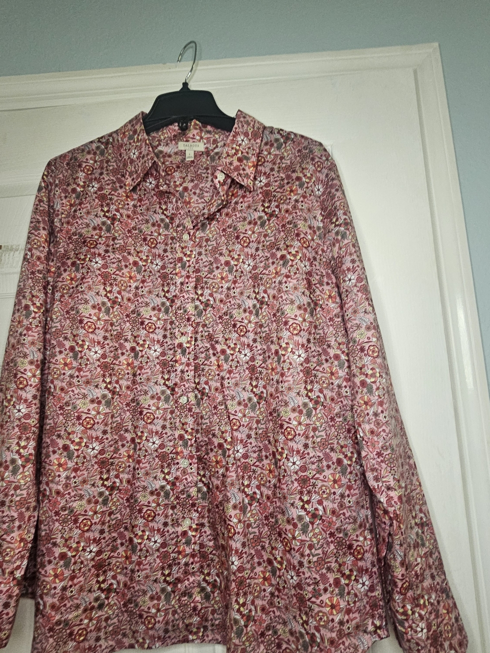 Talbots Pink Floral Long-Sleeve Button-Down Shirt
